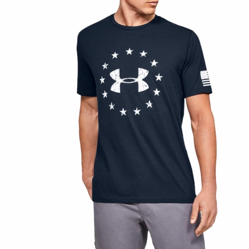💖MEGA SALE💖 Under Armour Men Shirt Freedom Navy Short Sleev  M L 1317525-408